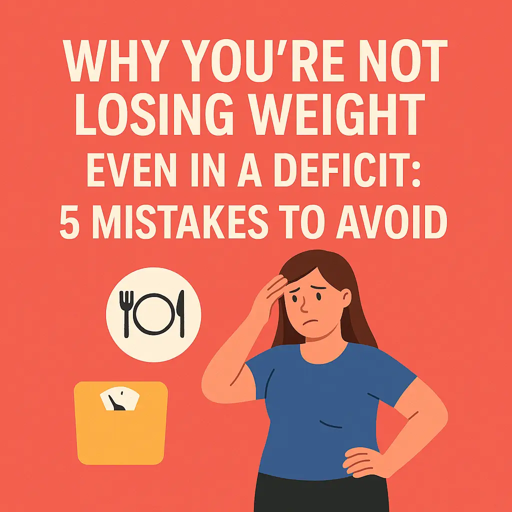 "Illustration of top 5 mistakes people make when not losing weight in a calorie deficit"