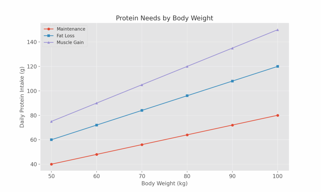 Daily protein needs by fitness goal